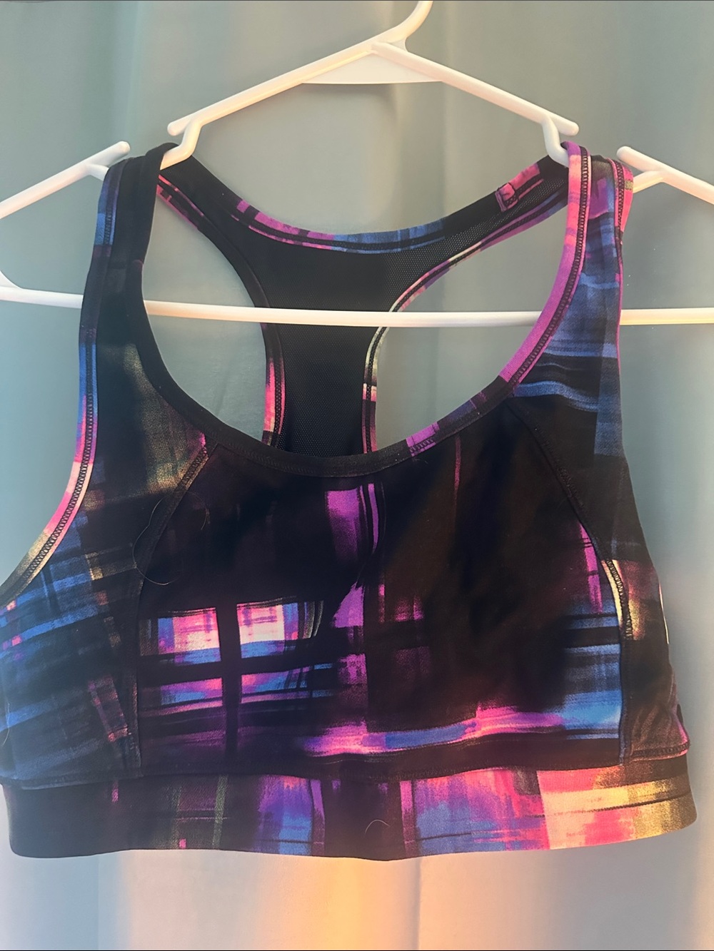 Calvin Klein Black Sports Bra with Purple & Blue Accents